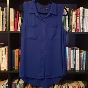Apt. 9 Medium Petite Cobalt Blue High-Low Hem Button Up Tank Top